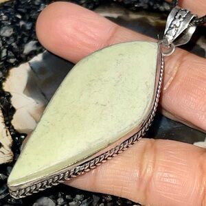 Light Yellow Green Magnesite Pendant 2 7/8”